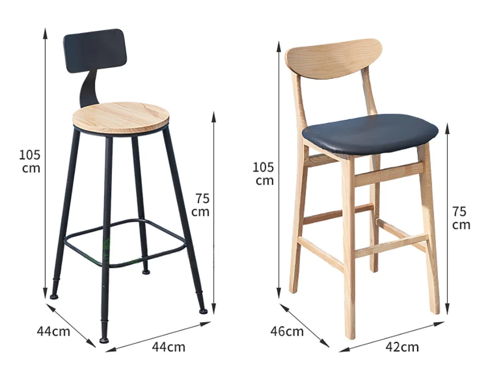 Iron High Bar Chair Log Color Solid Wood High Table and Chair Commercial Custom Furniture