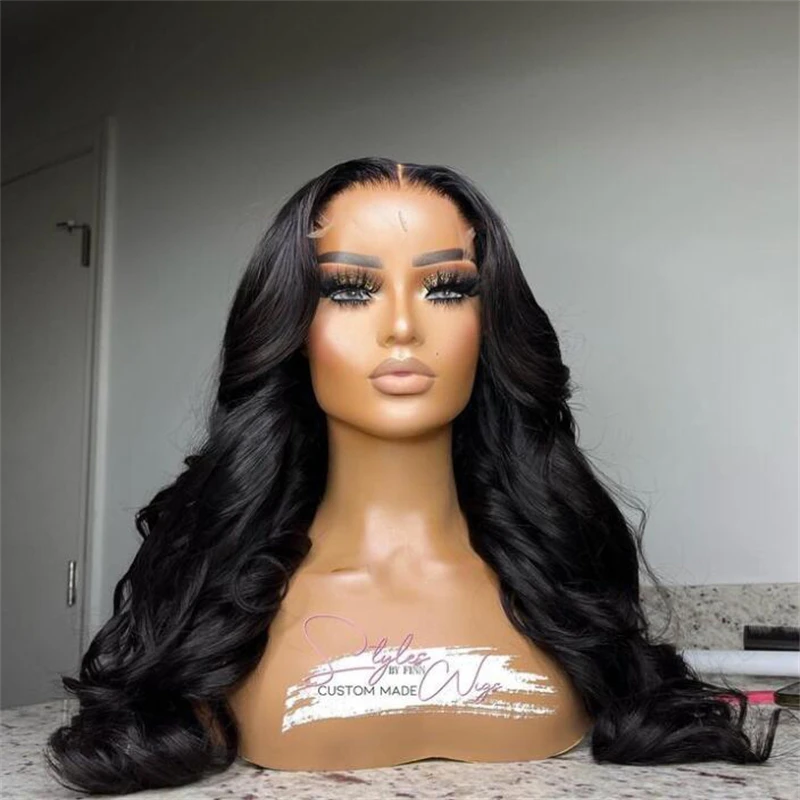 

Natural Black Soft 180% Density 26 Inches Long Body Wave Curly Lace Front Wig For Women with Baby Hair Preplucked Daily Glueless