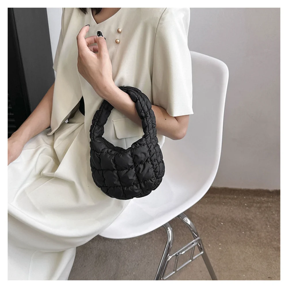 Mini Cloud Pleated Handbag Fashion Quilted Shoulder Bag for Women Puffer Dumpling Bag Tote Bag Ruched Handbag