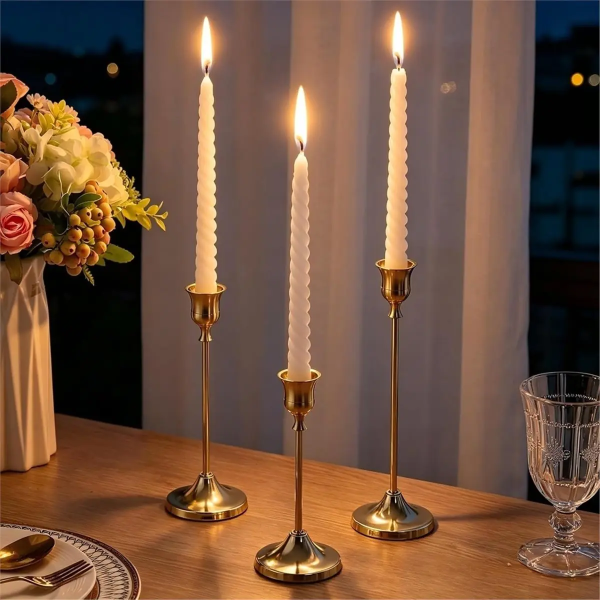 12 Pcs Gold Candlestick Holders, Vintage Metal Candle Holders Taper Candle Stands,for Wedding Tables Centerpieces Decor - view 4