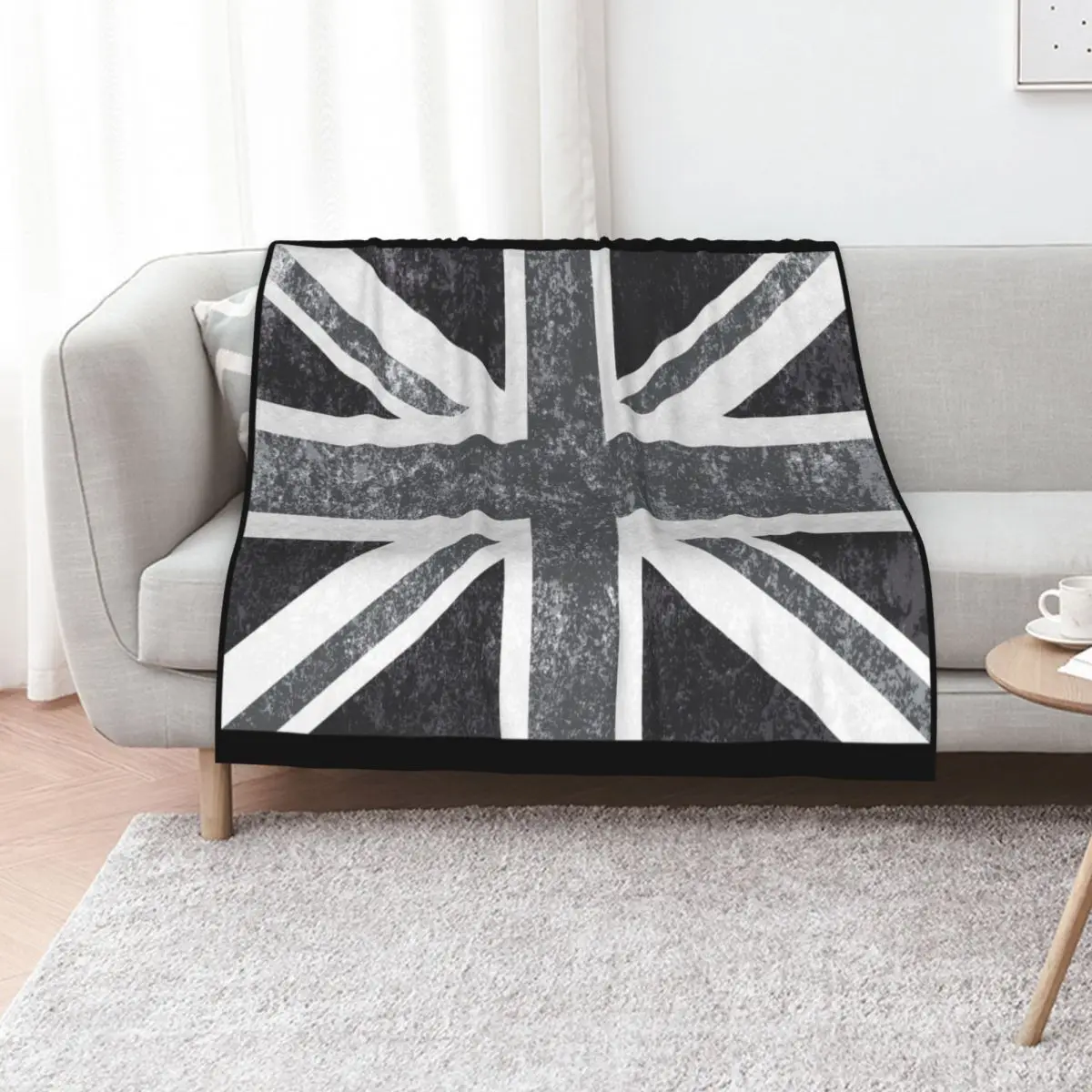 Union Jack Vintage Grayscale - United Kingdom Flag Throw Blanket Softest Summer Soft Big Bed warm winter Cute Plaid Blankets