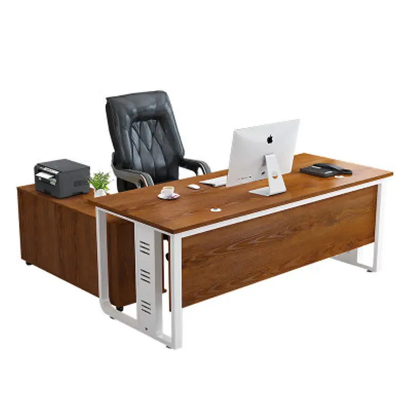 مكتب تنفيذي فاخر من Boss، طاولة مكتب بسيطة وحديثة، تصميم مدير تنفيذي على شكل حرف L، طاولة مكتب تنفيذية من الرئيس Ceo