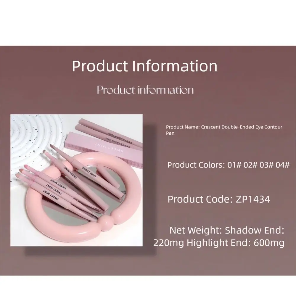 Eyeliner gel curvo 2 in 1 con spugna opaca luccicante Matita eyeliner a doppia testa Polvere lucida Diamond Glitter Evidenziazione