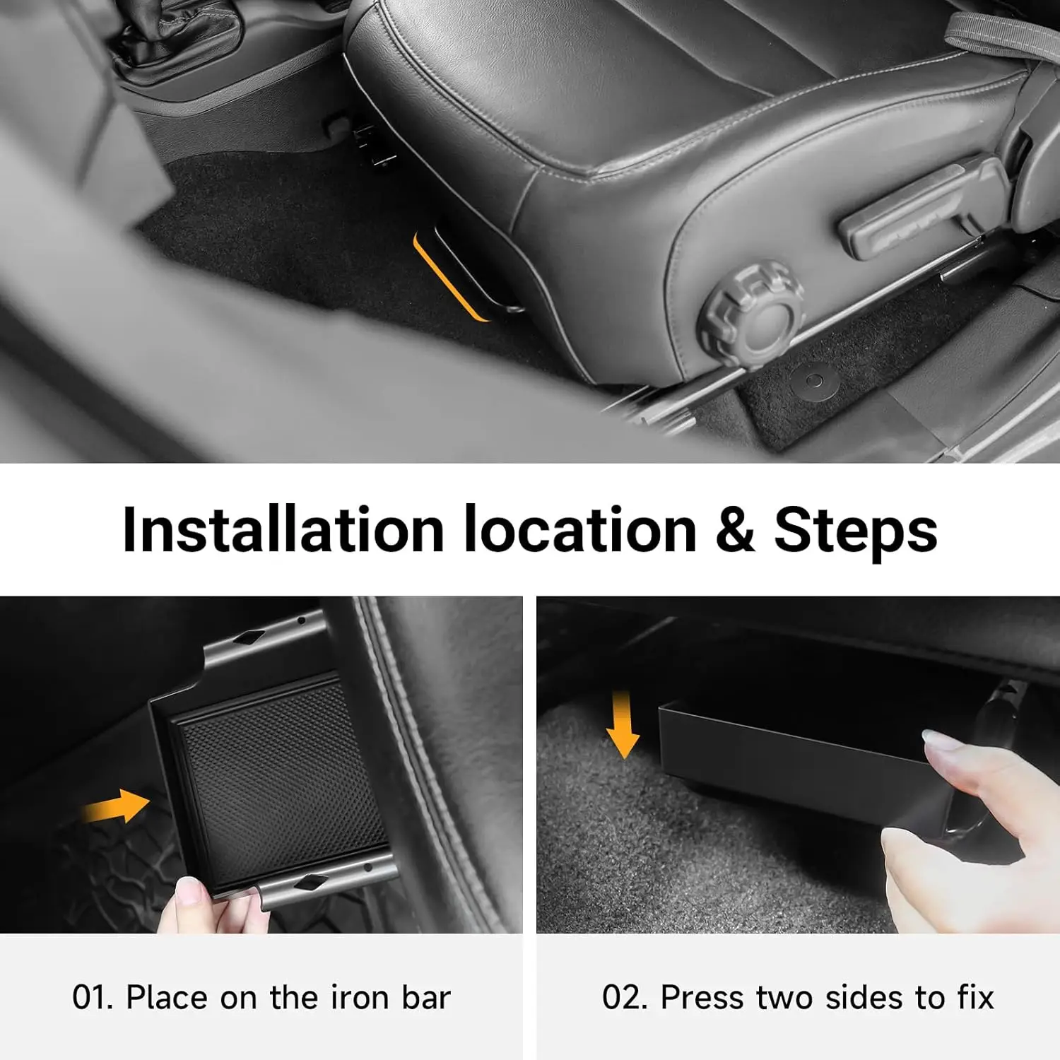 Sixthsmoy Front Under-Seat Consoles Tray for Jeep Wrangler JL/JLU 2018-2023 2024 2025 Center Console Hidden Storage Organizer