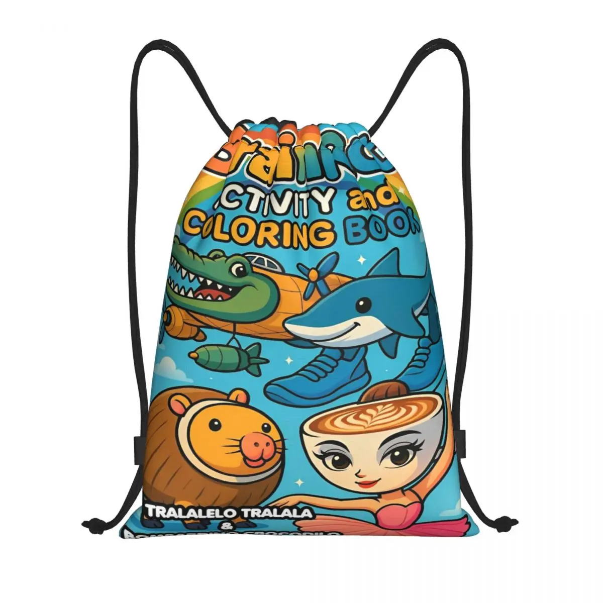 

Italian Brainrot Funny Meme Vintage Drawstring Backpack Gym Sports Sackpack String Bags for Yoga
