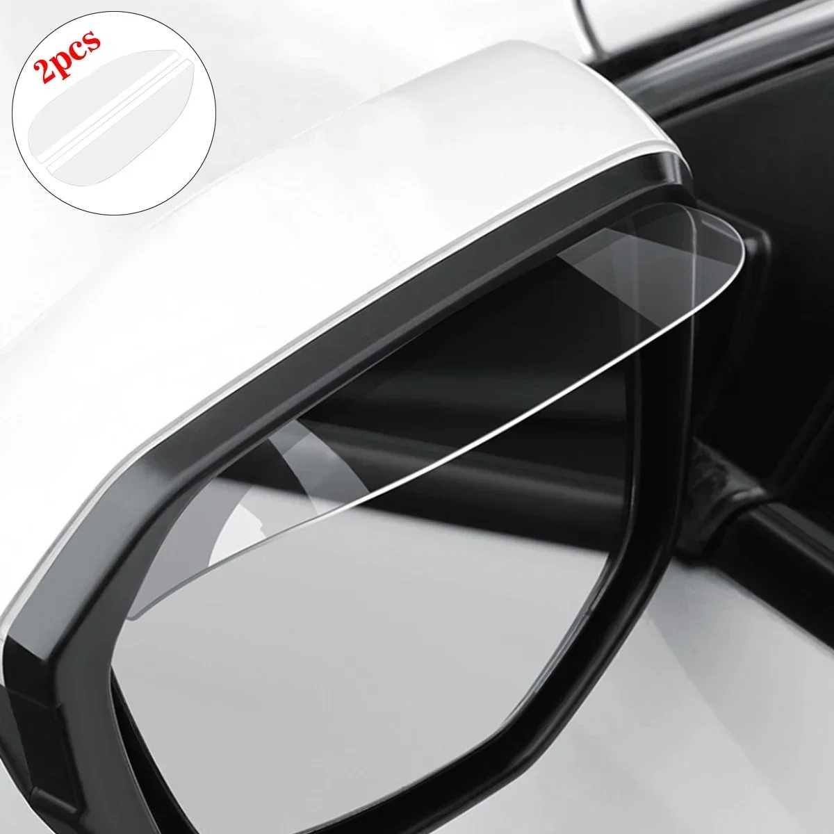 

2Pcs Car Rearview Mirror Transparent Rain Eyebrow Reverse Mirror Rain Shield Waterproof Sticker Universal Type