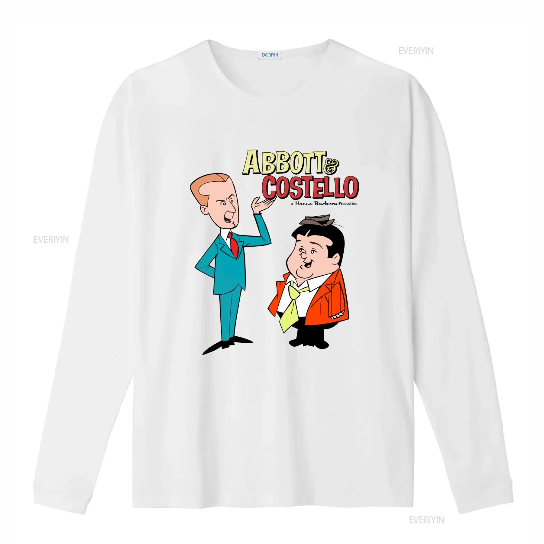 T shirt Abbott e Costello Fan di Hanna Barbera Cartoni Animati Girocollo Casual Tessuto Leggermente Elasticizzato Vestibilità