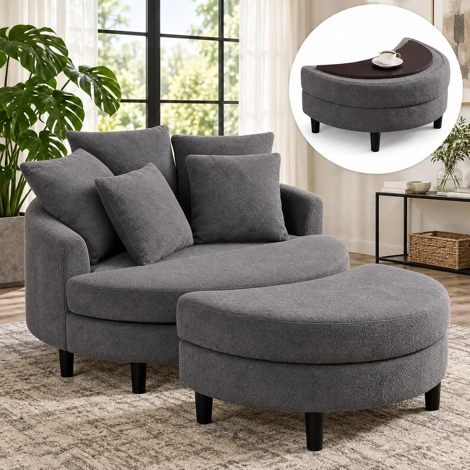 Oversized Accent Barrel Chair Large Round Chair 70.35