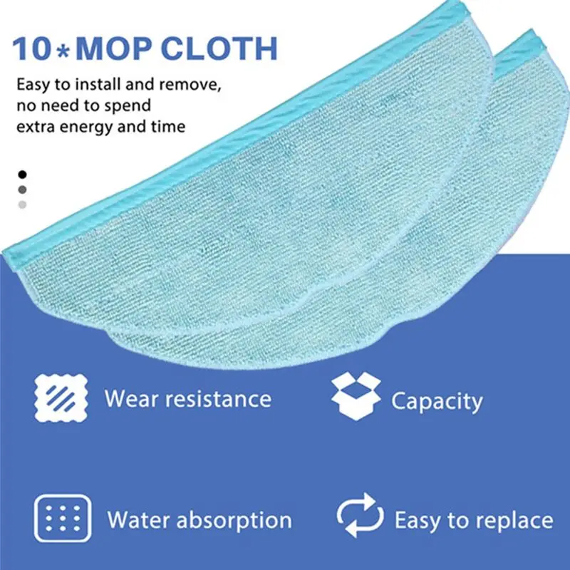 TCF 10PCS Mop Cloth Pads for Homerun Serie 7000 XU7100/01 XU7100/02 Vacuum Cleaner Spare Parts Household Cleaning