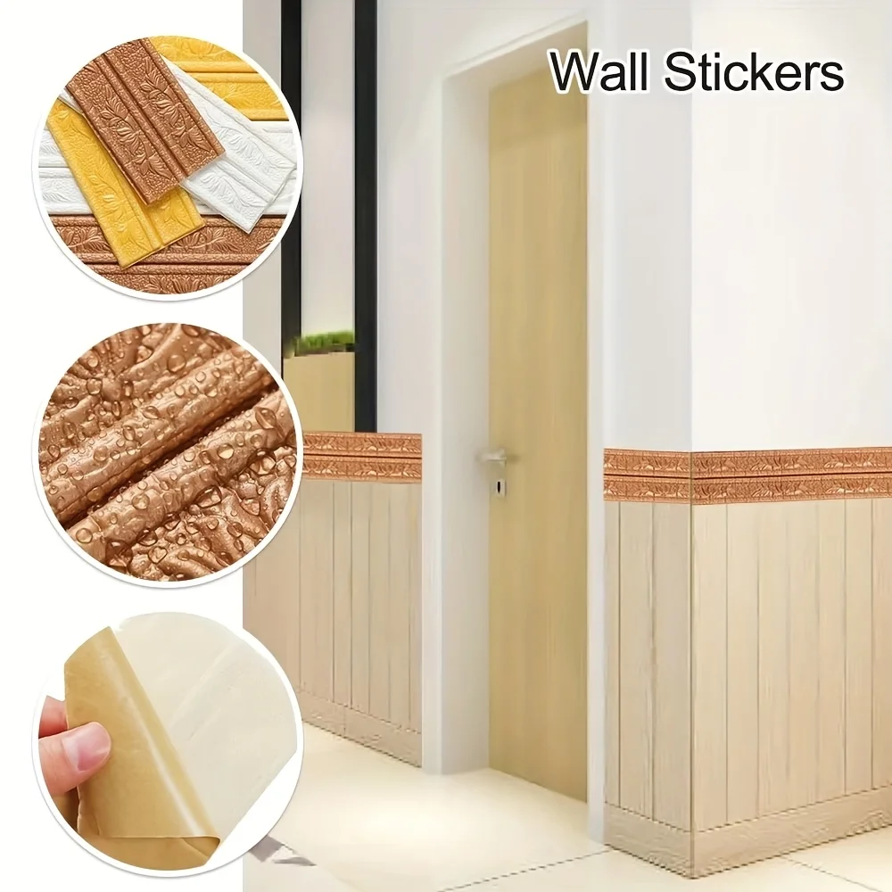 Self adhesive peeled off Wallpaper 3D Carving ceiling decorative strip wall skirting line home decoration wall sticker