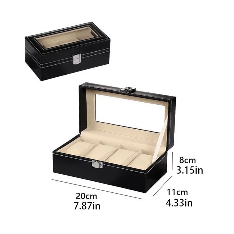 Uhrenbox aus PU-Leder – Vitrine mit transparentem Deckel und weichem Innenraum, Aufbewahrungsorganisator mit mehreren Schubladen für die Schmuckkollektion – Detail 9