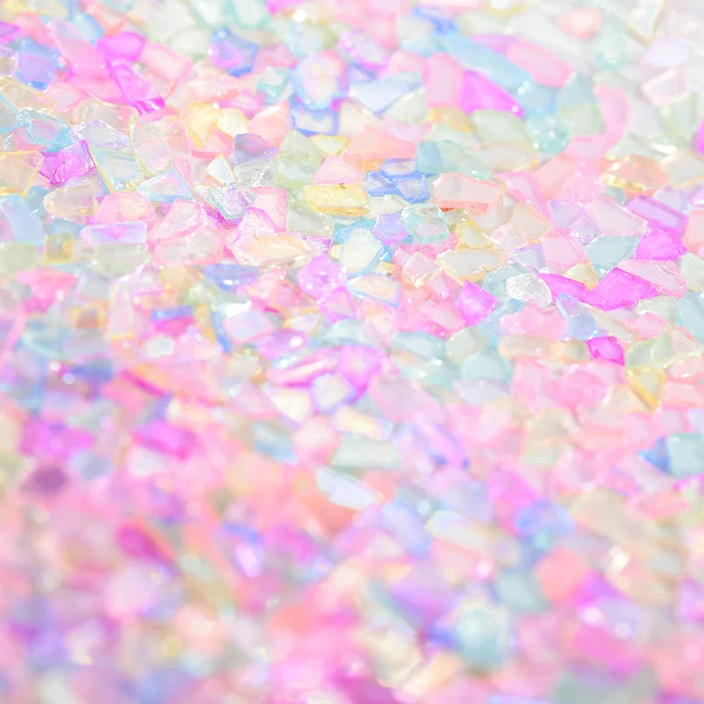 

450 г/пакет, оптовая продажа, 3D блестящий многоцветный фрагмент для стекла, кристаллы для дизайна ногтей, блестки для рукоделия, украшения/наполнитель для форм из смолы