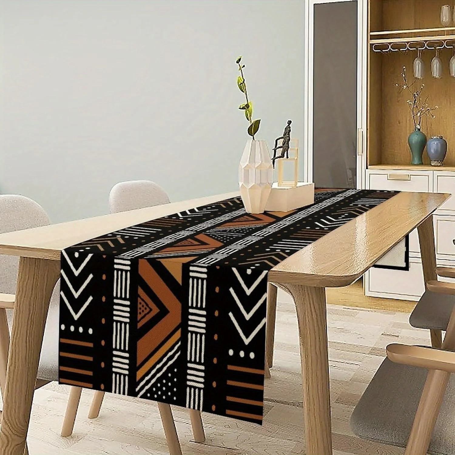 1pc African Geometric Tribal Table Runner - Abstract Traditional Pattern ,100% Polyester ,African Home Decor