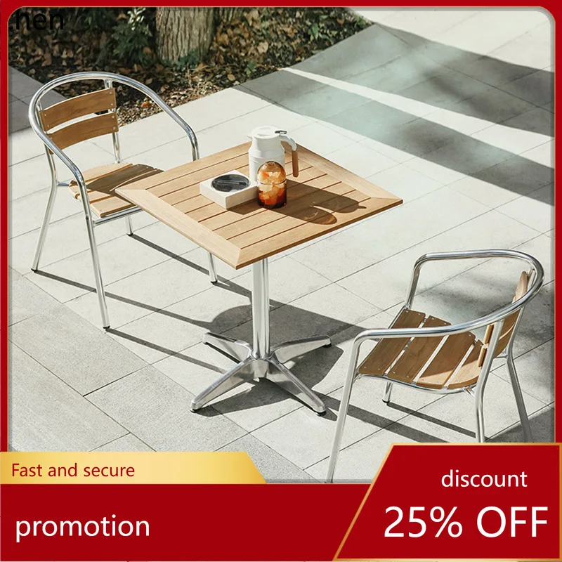 

HXL Modern Minimalist Courtyard Dining Table and Chairs Balcony casual Aluminum Table and Chair Set