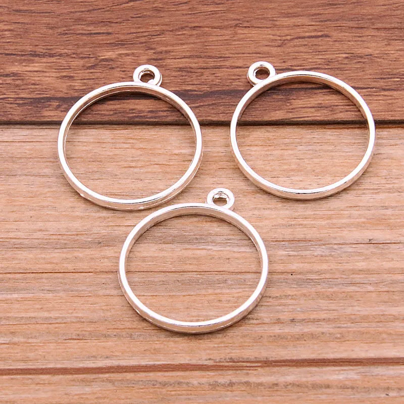 5PCS 33 * 28mm Seven Color Round Pendant Hollow Dropping Rubber Frame Necklace Bracelet DIY Jewelry Accessories