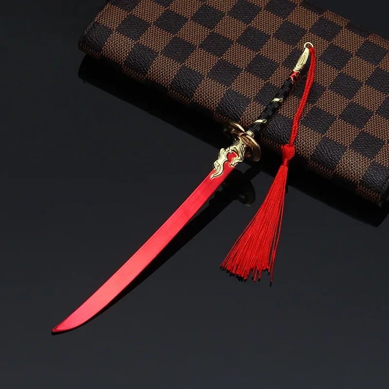 Armas de Metal Naraka Bladepoint de 22cm/8,66 pulgadas, Yin Yang, sombra roja, hoja de demonio, modelos de aleación, juguetes, adornos de cuchillos, periféricos de juego