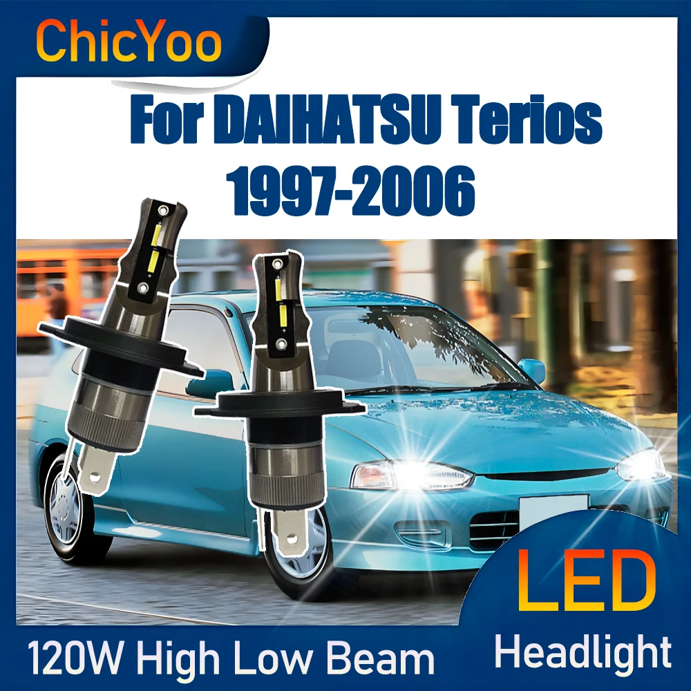 

2PCS H4 High Low Beam Auto Lights 20000LM LED Car Headlight 120W High Power 12V 6000K Super White For DAIHATSU Terios 1997-2006