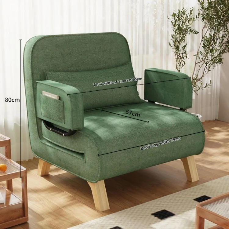 Nordic simple wooden sofa fashionable multi-angle adjustment practical small sofa folding sofa bed