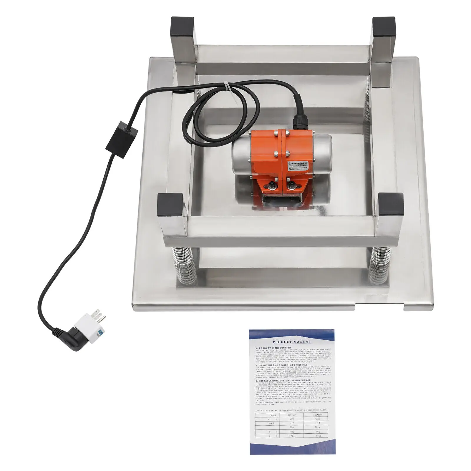Небольшой вибрационный стол для бетона, 120 Вт, 19,69*19,69*8,66 дюйма, вибрационный испытательный стенд, компакторная платформа, 3000 об/мин