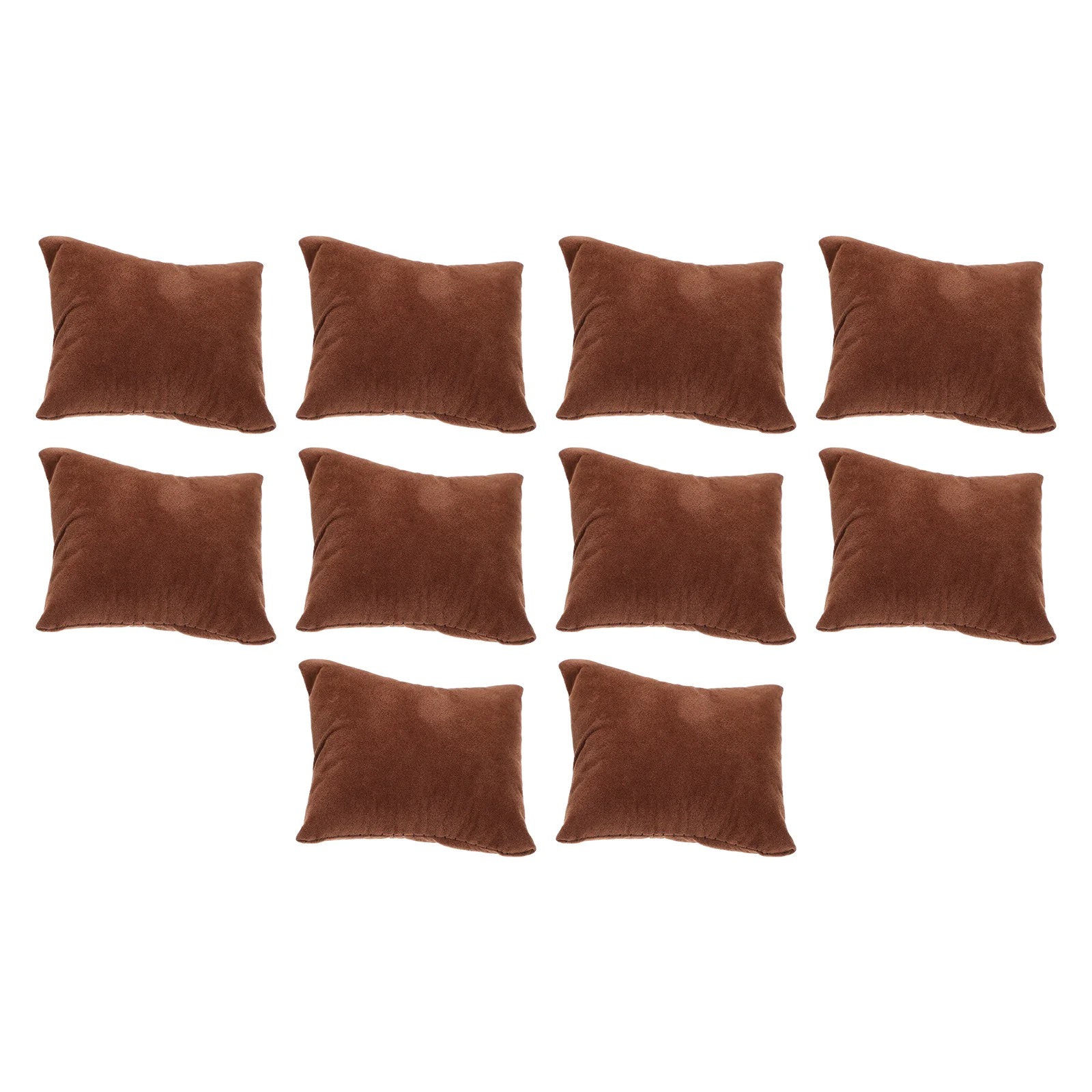 10 Pcs Watch Box Small Pillow Light Brown Display Trade Show Bracelet Flannel Jewelry Pillows