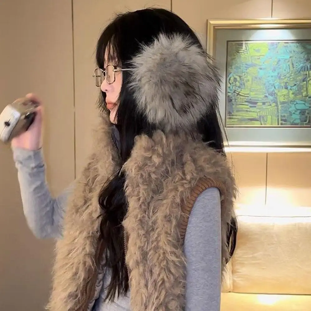 Protetores de orelha de pele de vison falso para mulheres inverno engrossar manter quente tampões de ouvido meninas de pelúcia à prova de vento ciclismo proteção de ouvido