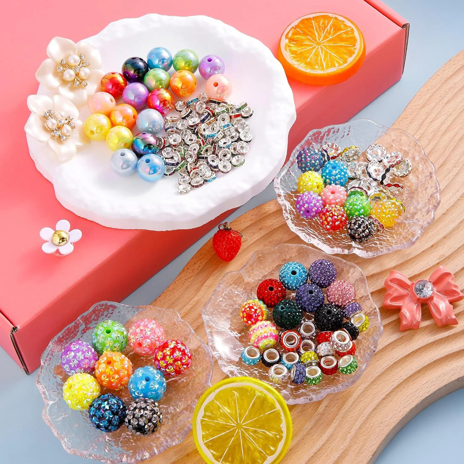 190 pezzi di perline per la creazione di penne, perline distanziatrici Rondelle incluse e perline di gomma da masticare da 16/20 mm per penna, perline acriliche per la realizzazione di gioielli