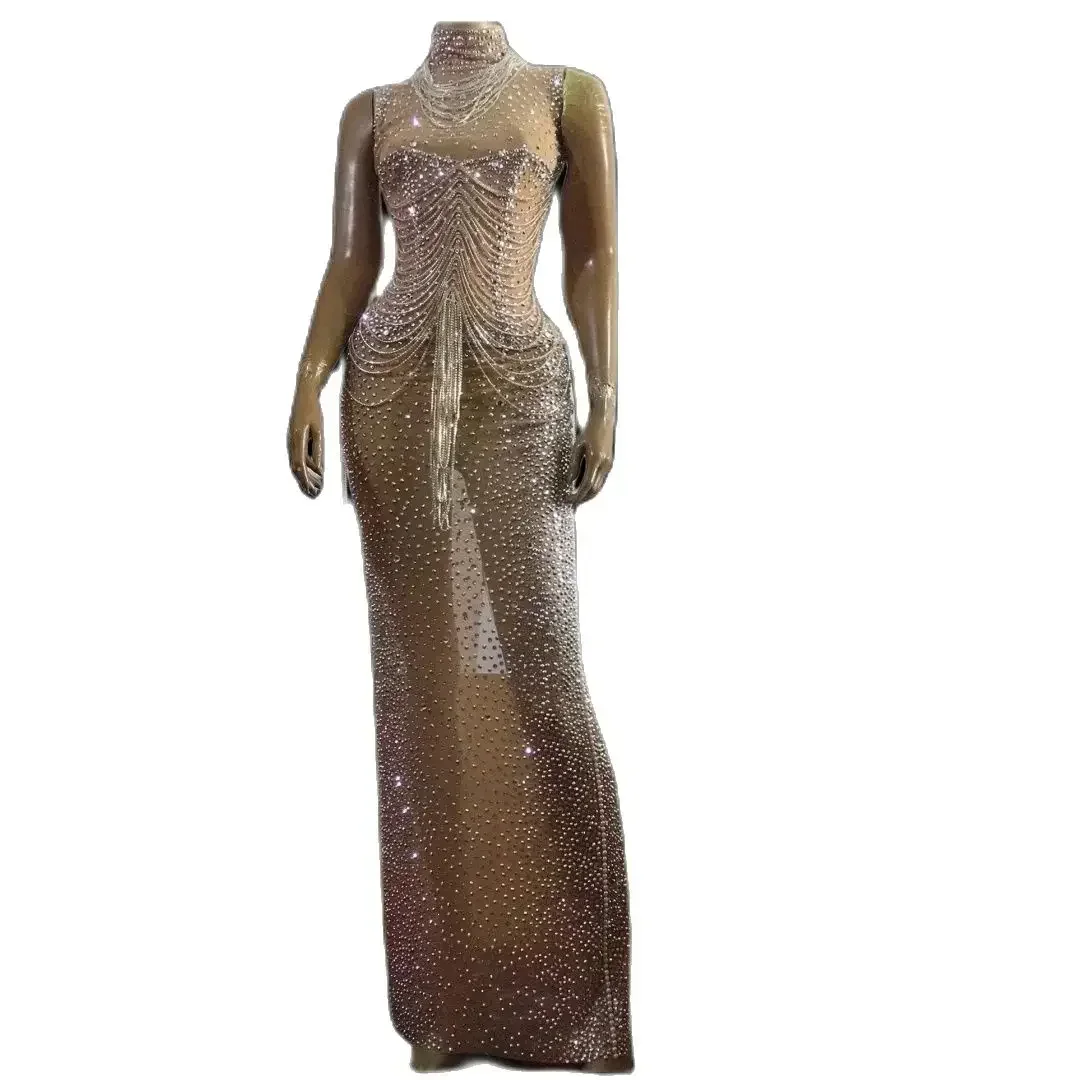 

Sparkly Stunning Women Costume Silver Rhinestone Drag Queen Outfit Birthday Stage Performance Celebrate Gogo Bar Futuristic Show