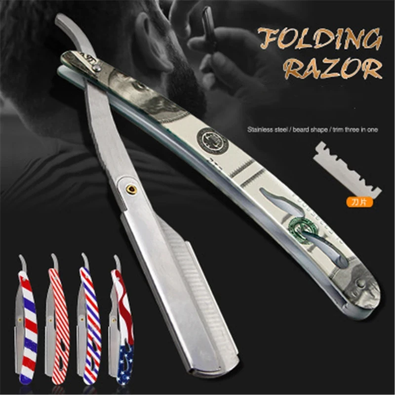 Bunte Professionelle Manuelle Rasierer Gerade Kante Edelstahl Sharp Barber Razor Falten Rasieren Bart Cutter Großhandel