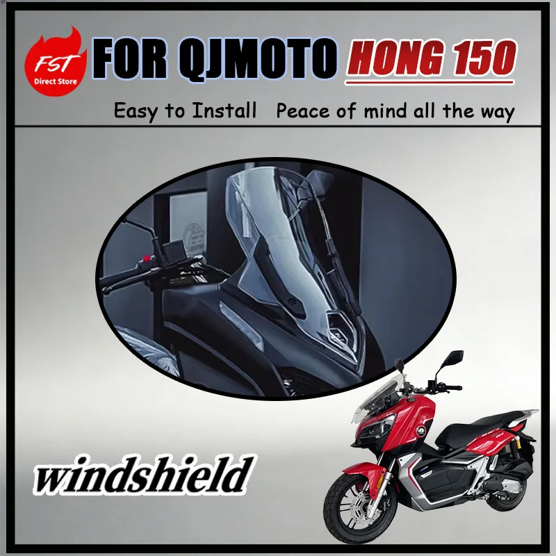 FOR QJ Hong 150 Full Coverage Tall Clear Windshield Rainproof Protection Motorcycle Wind Shield for Enhanced Riding Experience