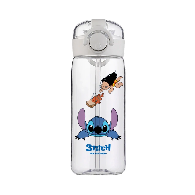 Garrafa De Água Plástica à Prova De Vazamento para Crianças, Garrafa De Água Bonito Escola, Disney Stitch Cup, Marca Clara, Esporte ao ar livre,