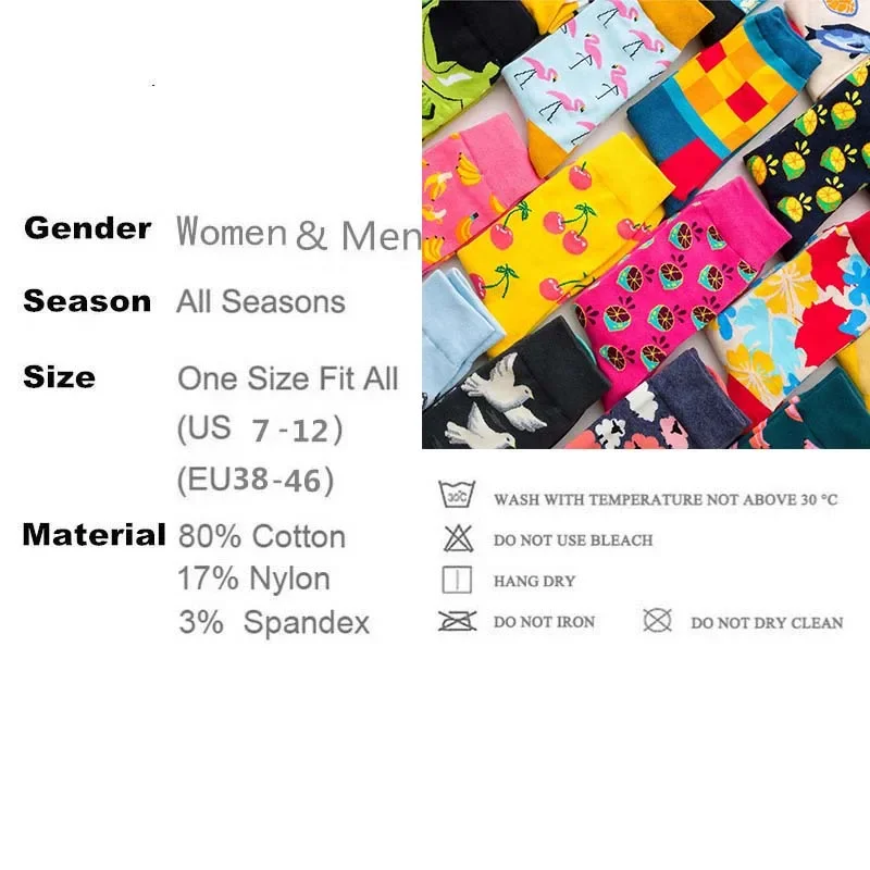 New Cotton Funny Couple Socks Men Harajuku Leaf Crew Casual Happy Sox Male Art Flamingo Fashion Cute Stylish Sokken Hip Hop