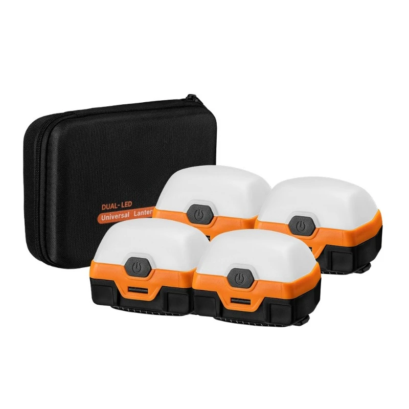 

Водонепроницаемые светодиодные фонари для кемпинга с магнитным основанием, 4 шт., с сумкой для переноски
