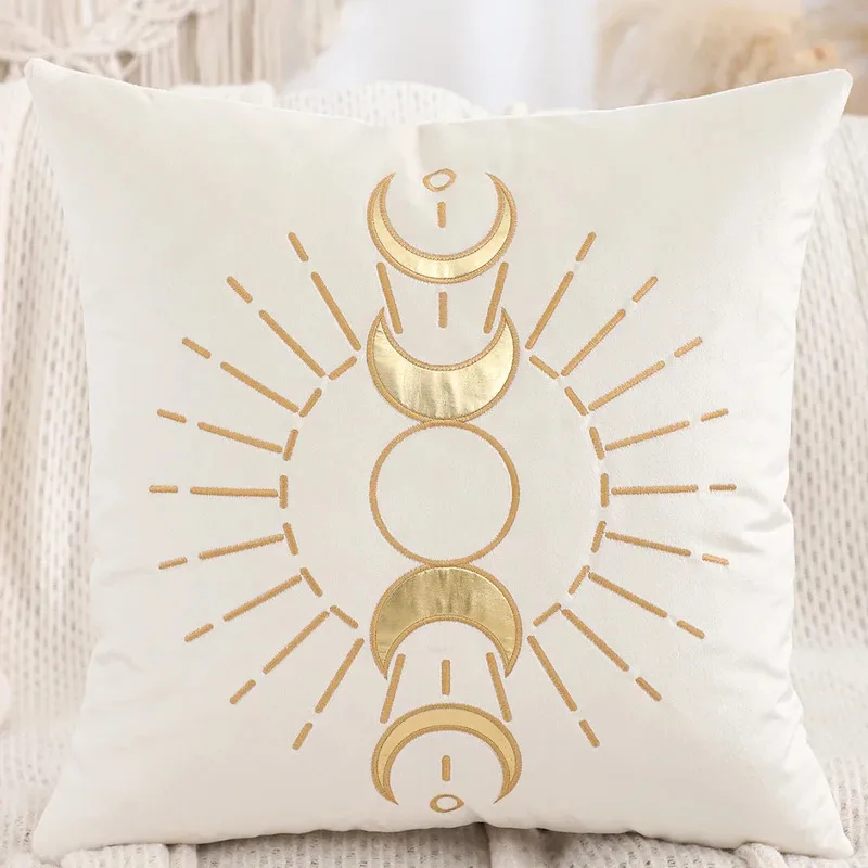 VIKAMA Kissenbezug im französischen Stil mit Mondphasen-Motiv, nordischer minimalistischer Kissenbezug für Wohnzimmer, Sofa, Schlafzimmer, dekorativer Kissenbezug