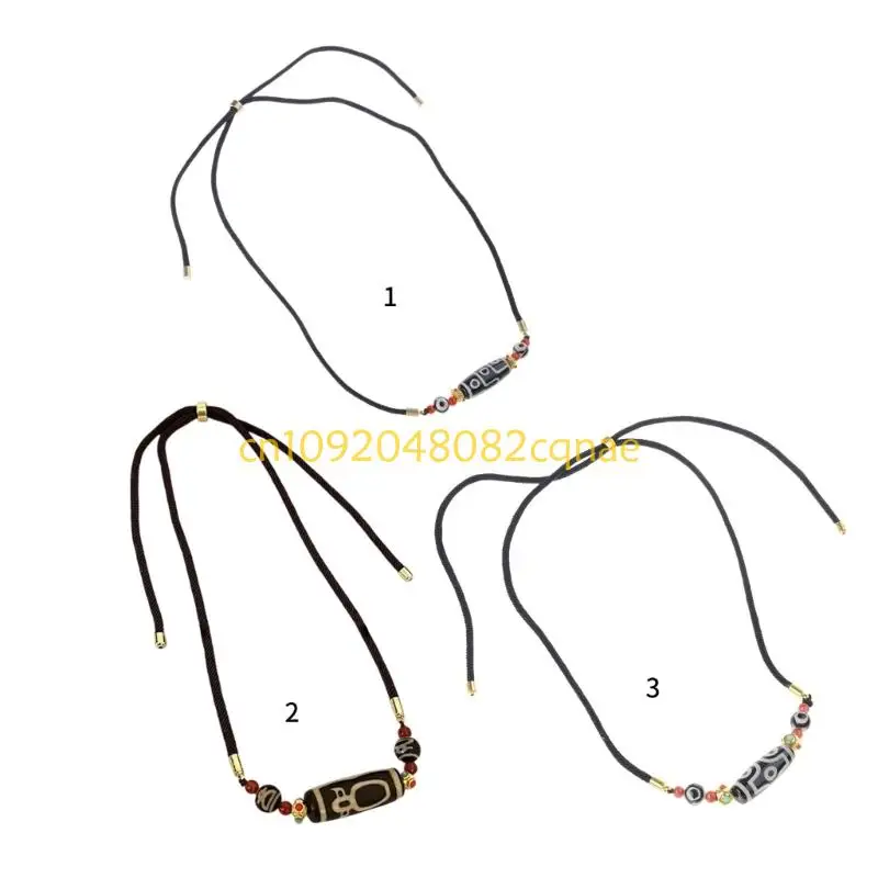 Sturdy Nine Eye Dzi Agate Necklace Cultural Artifact Neckchain Jewelry For Business Event And Casual Gatherings