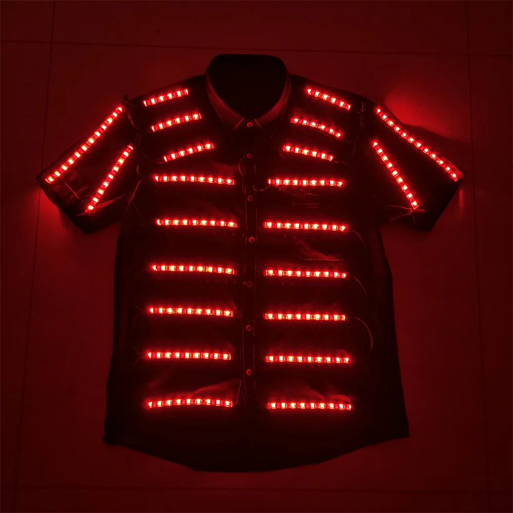 

Cool Colorful RGB Led Robot Costumes T Shirt Jacket Bar Waiter Working Clothes Suit Stage Dance Performance Props