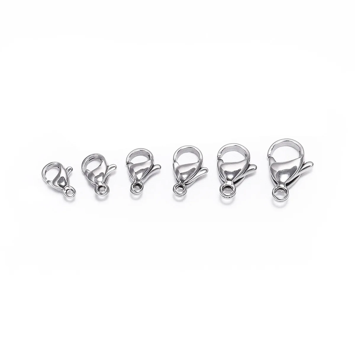 30Pcs Stainless Steel Lobster Buckle, Multi Specification Polished Necklace Buckle, DIY Jewelry Accessories, Connecting Buckle