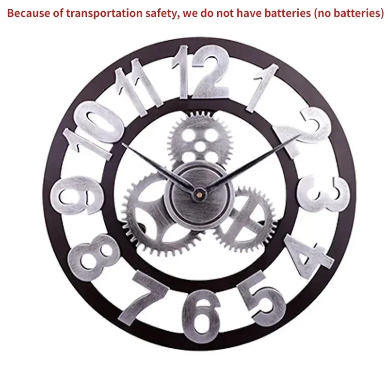 1 Pcs 30/35/40CM Metal Gear Wall Clocks Moving Gear Clock Rustic Gear Wall Clock Industrial Decor Clock For House Warming Gifts