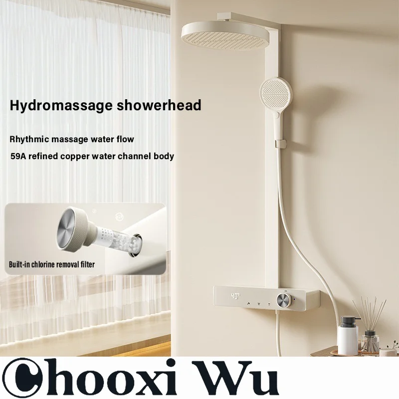 

All-copper digital display chlorine removal shower set booster shower smart digital display hydroelectric power generation