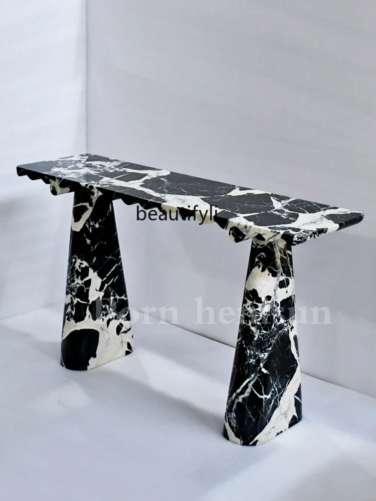 

Modern Minimalist Home Natural Black Marble Console Tables Home Corridor Wall Table Console