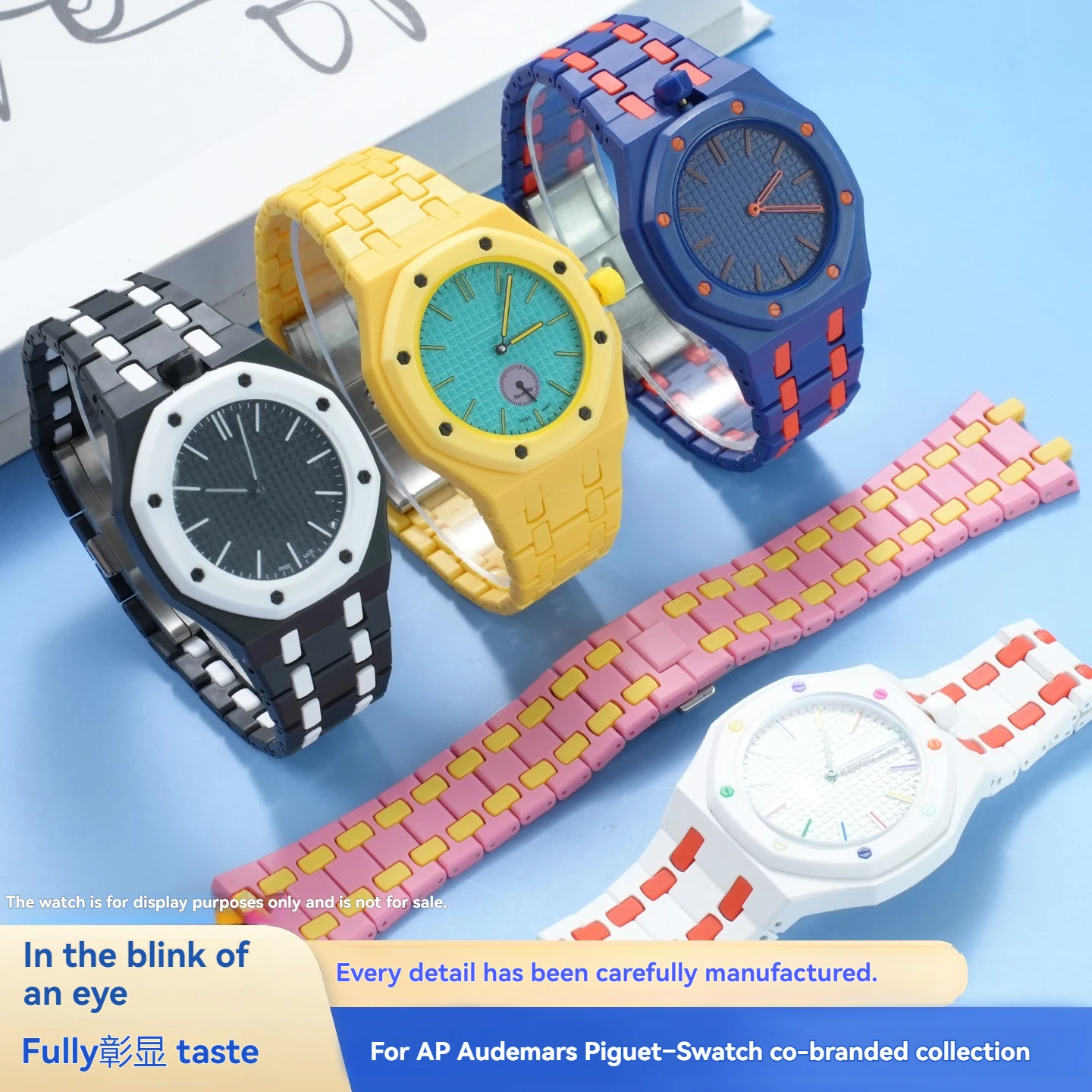 biological-ceramic-watch-case-strap-set-for-swatch-x-ap-royal-pop-durable-replacement-upgrade-mod-kit