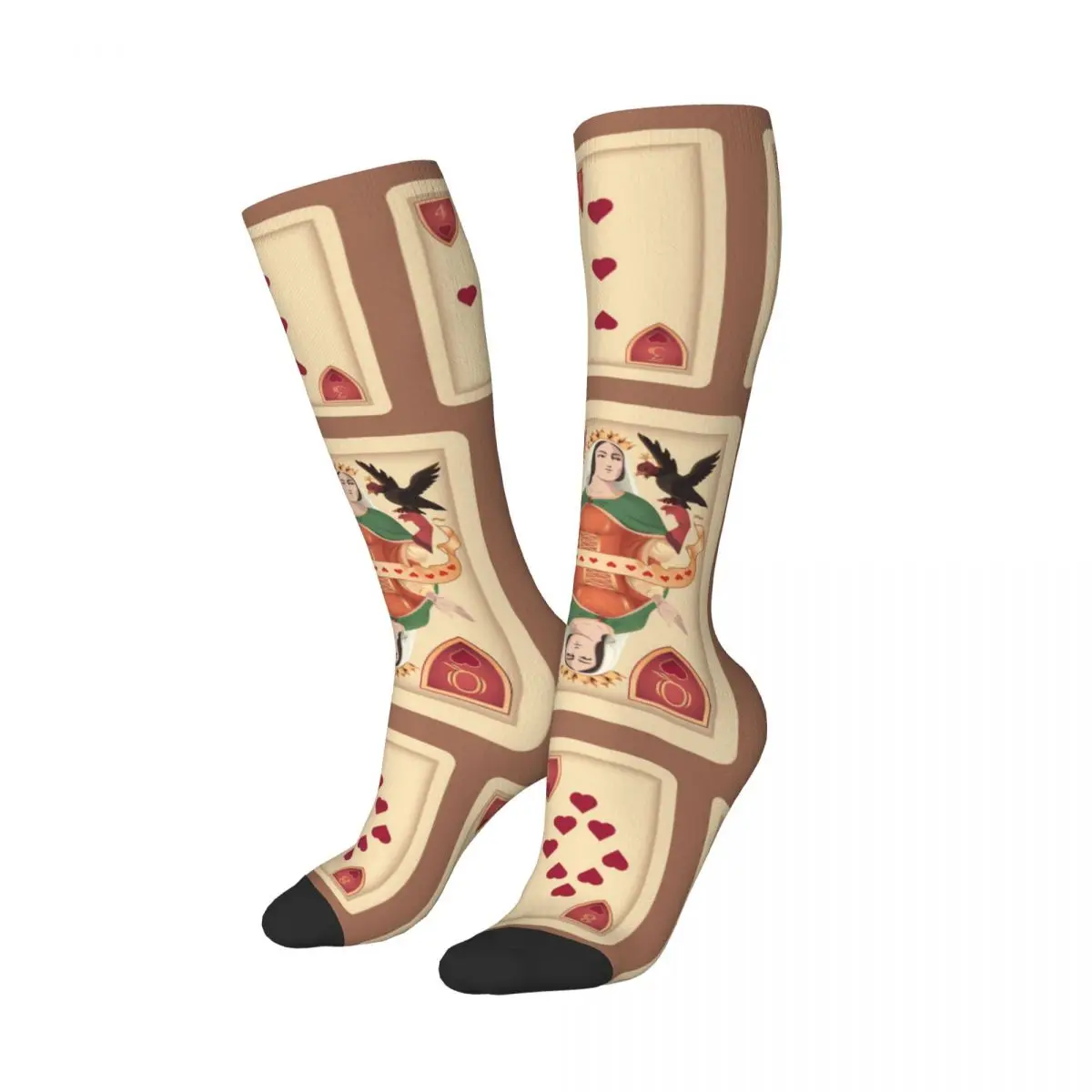 Stockings Funny Autumn Casual Warm Socks Classic Playing Card Queen Spades Soft Winter Knee High Socks