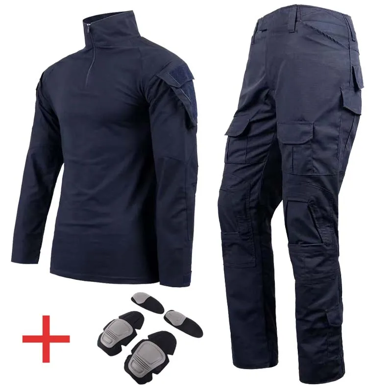 Tactical Suits Camo Uniform Clothes Outdoor Men Clothes Wear resistant Airsoft Hunting Suit Combat Shirt + Cargo Pants+4 Pads