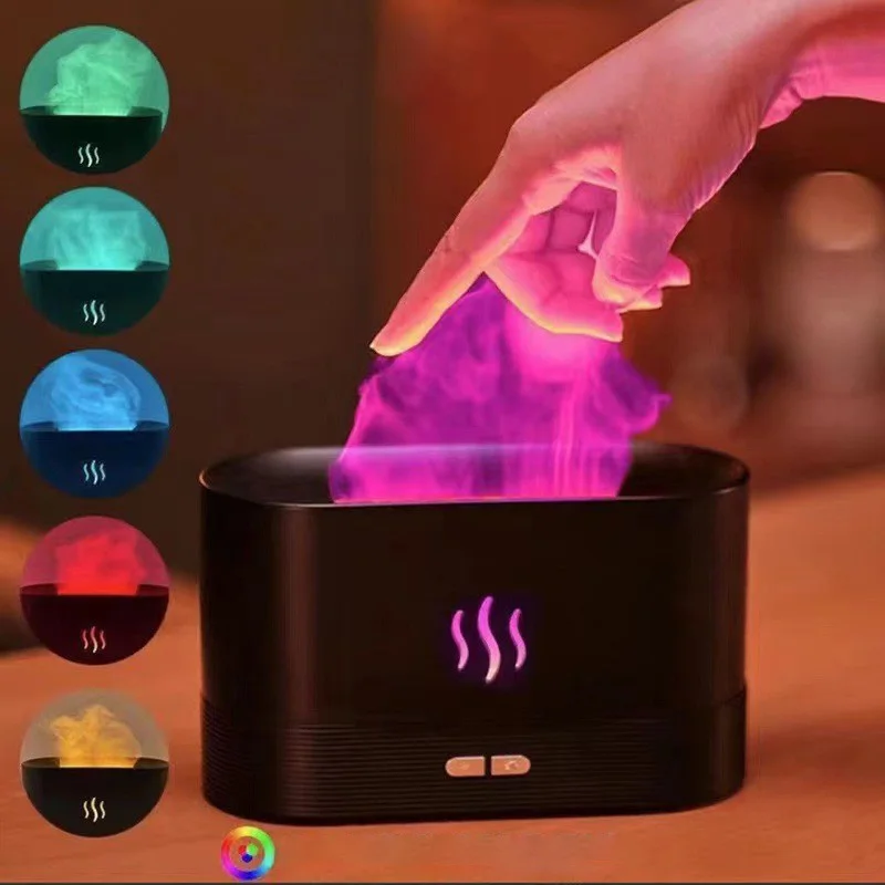 2024 Xiaomi Draagbare Koele Mist Usb Led Verandering Kleur Kamer Water Vuur Vlam Luchtbevochtiger Aroma Etherische Olie Diffuser Luchtbevochtiger