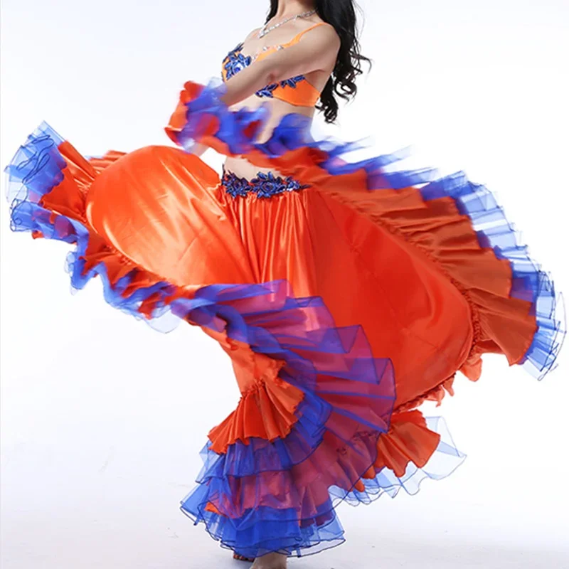 Saia de dança do ventre cigana, flamenco, tourada, traje de performance de palco, 180/360/540/720, feminino, grande balanço, saias de dança espanhola