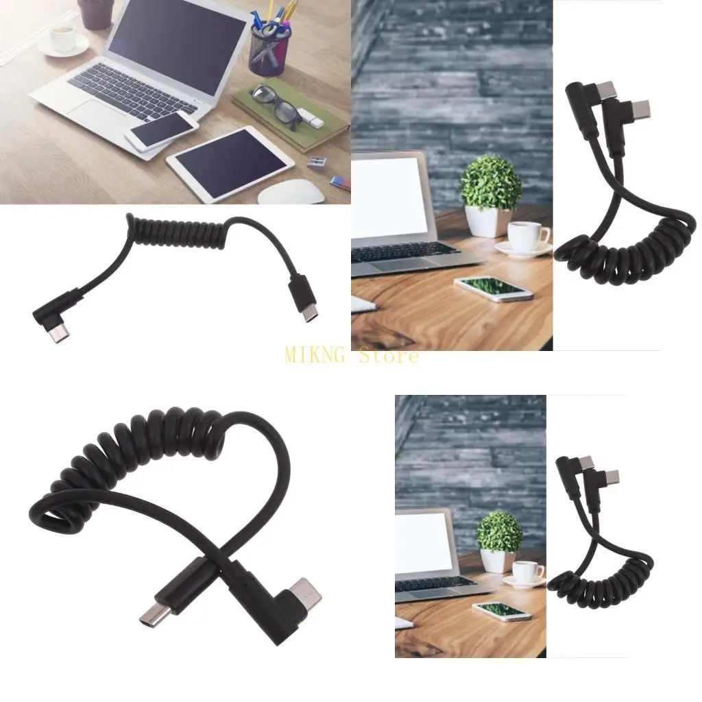 Tipi portatili C Cavo a spirale Corta ricarica estensibile 90 gradi Connettore angolo retto durevole Ottimo per vendita