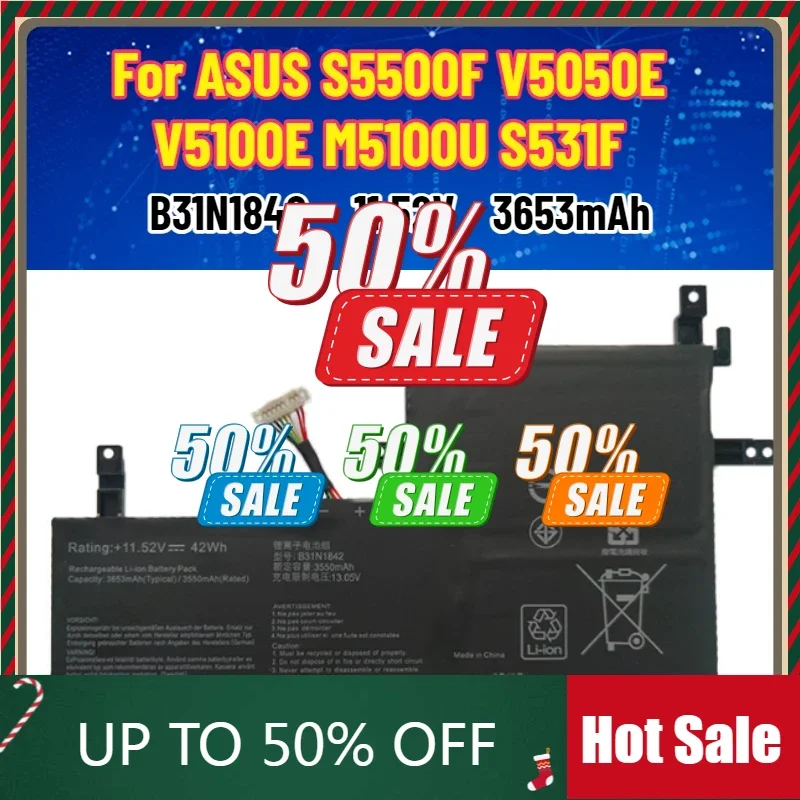 

New 11.52V 3563MAH B31N1842 Laptop Battery FOR Asus VivoBook S15 S5500F V5050E V5100E M5100U S531FA-BQ028T Series