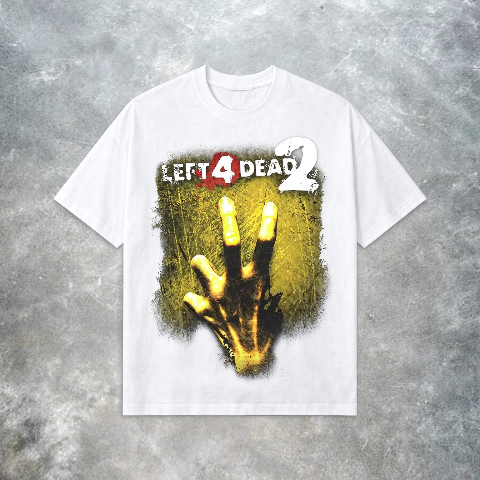 2026 New L4D2 Oversized Unisex Streetwear T Shirt Family Matching Horror Zombie Hand Grunge Front Print Short Sleeve Tee