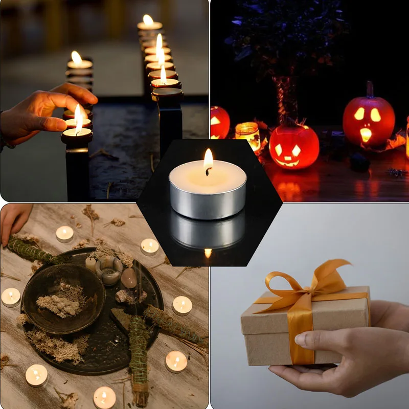 100pcs/lot White Soybean Tea Candle 4-hour Burn Time Smokeless Odorless Natural Soy Bean Tealight Candles