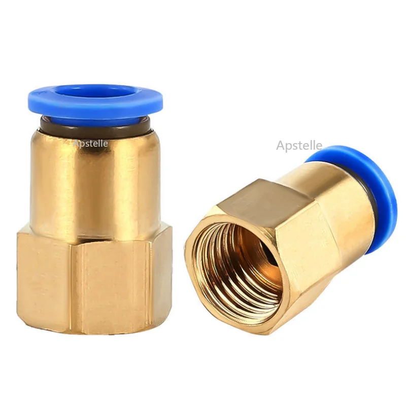 Connector 4/6/8/10/12mm Pneumatic Female Thread BSP/NPT Tubing Fitting 1/8 1/4 3/8 1/2 PCF Air Joint Straight Quick Brass Hose