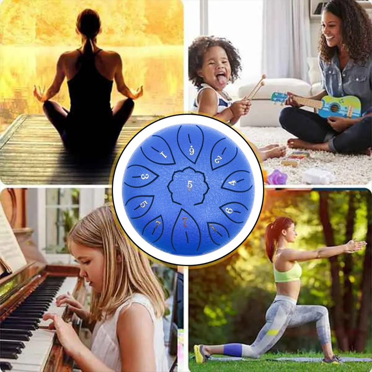 【black-huodong】rain-drum-for-outside-steel-tongue-drum-11-notes-6-inches-chakra-tank-drum-steel-percussion-padded-mallets-blue